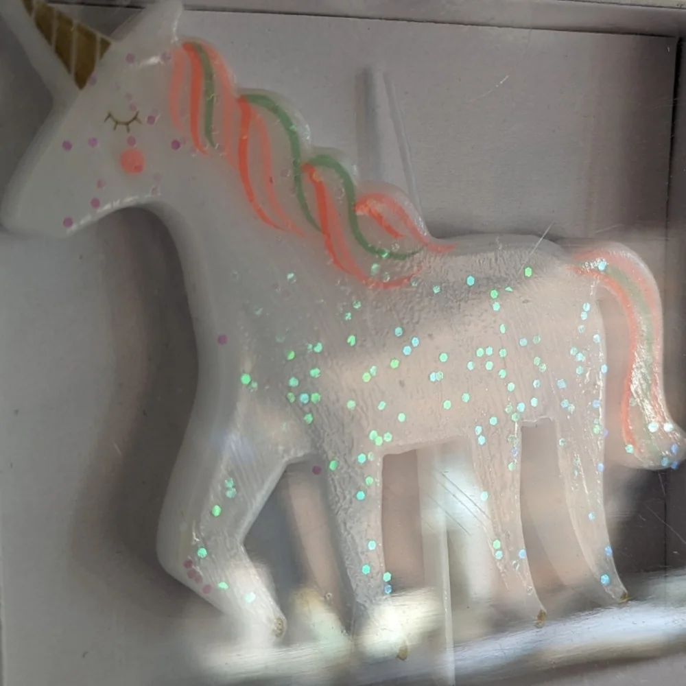 Meri Meri Unicorn Birthday Candle - White and Pink, New In Package
